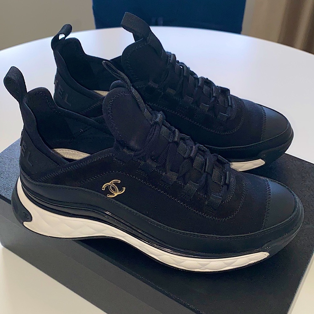 Chanel Sneakers Black and White Size 36.5